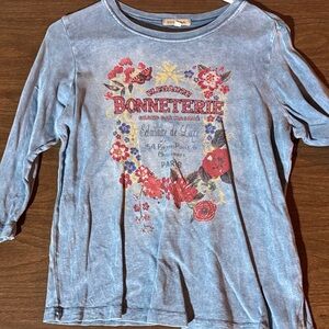 Paris Blue Floral Long Sleeve Top